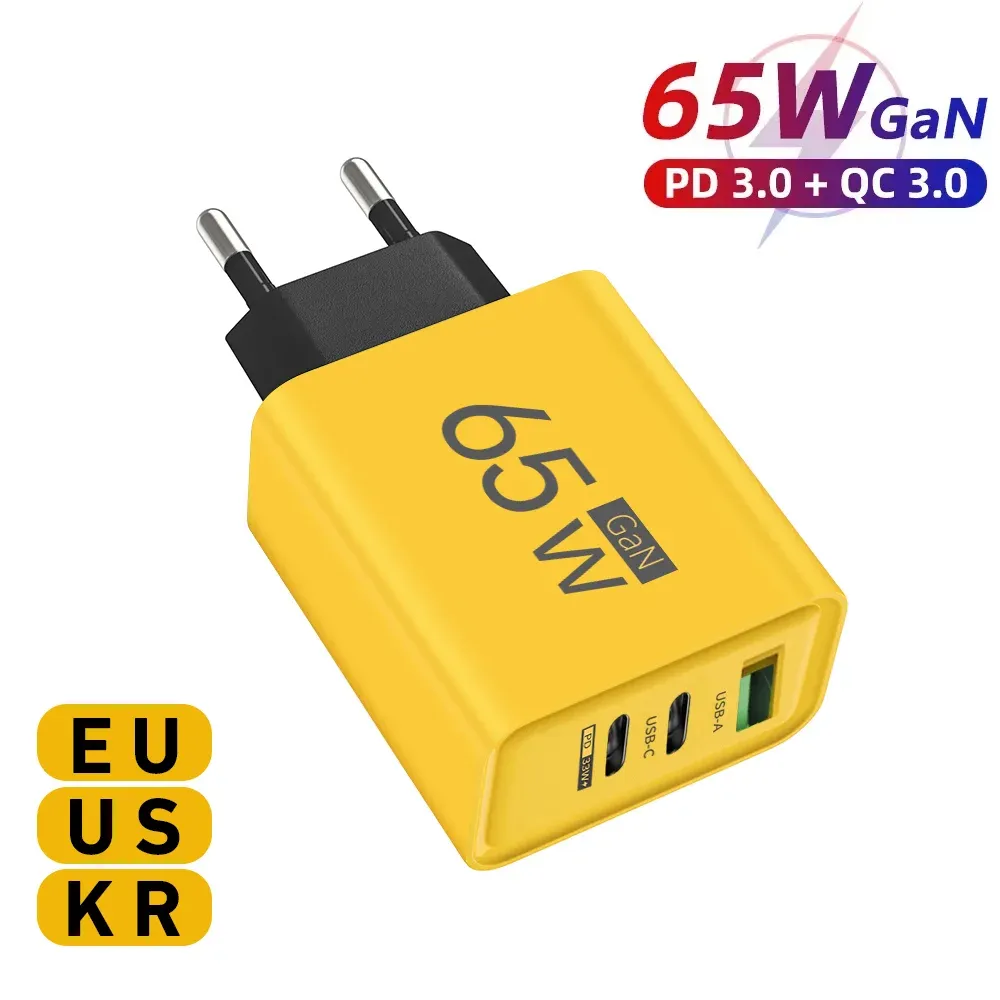 Chargeur GaN 65 W Total Type-C PD, 3 ports, charge rapide 3.0 pour iPhone, Xiaomi, Samsung et Huawei 6