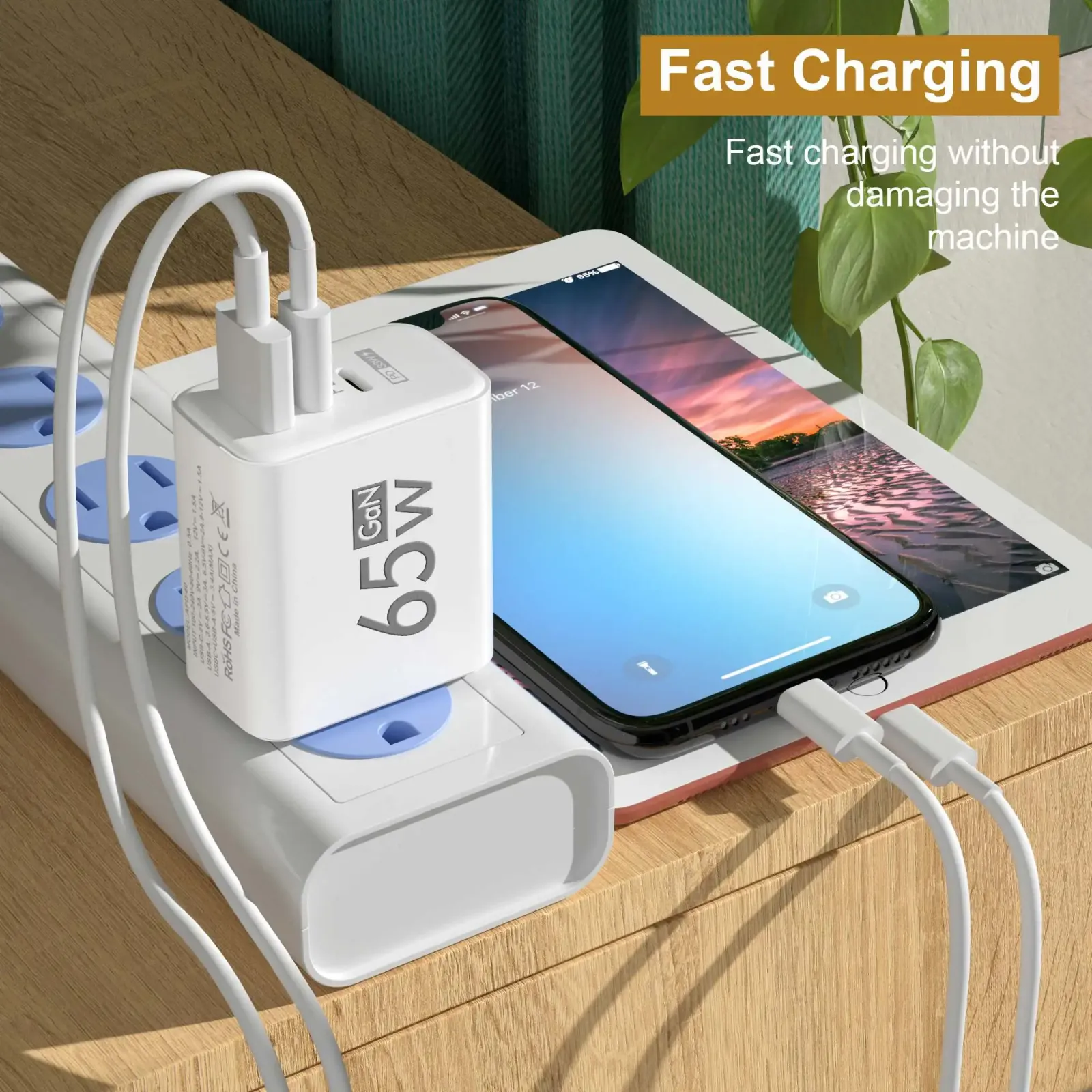 Chargeur USB GaN, détail du design