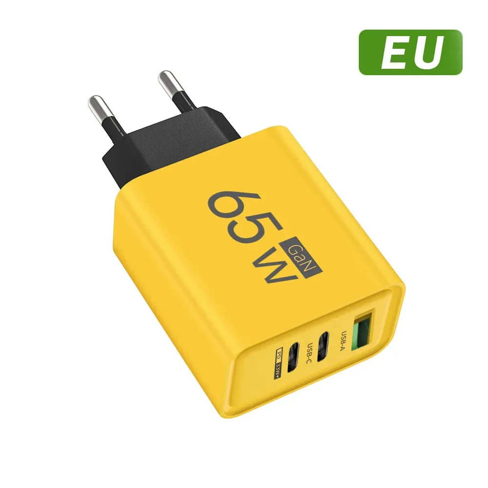 Chargeur GaN 65 W Total Type-C PD, 3 ports, charge rapide 3.0 pour iPhone, Xiaomi, Samsung et Huawei 9