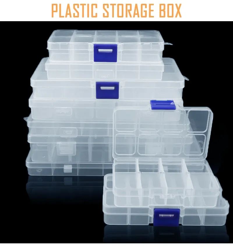 Boîte à bijoux en plastique avec compartiments modulables