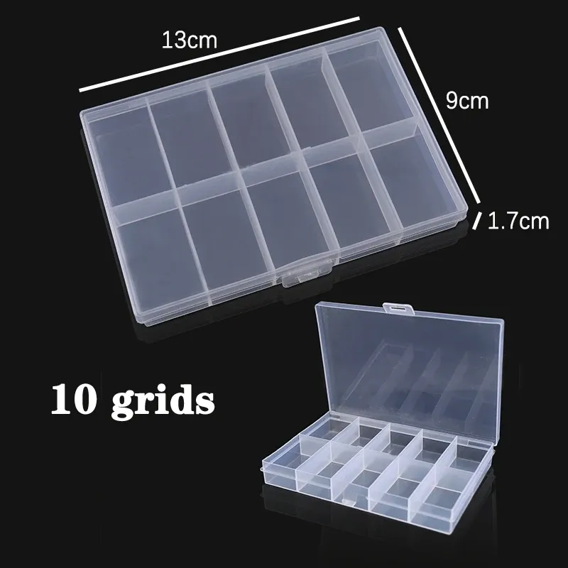 Boîte à bijoux en plastique, 10/15/24 compartiments, organisateur à fente, conteneur de perles, boîte de rangement réglable pour bijoux, étui rectangulaire 7