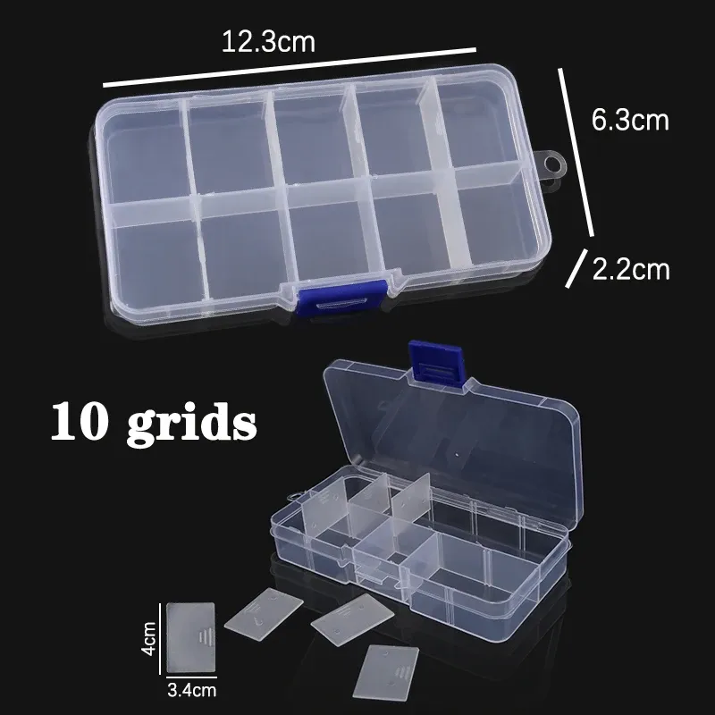 Boîte à bijoux en plastique, 10/15/24 compartiments, organisateur à fente, conteneur de perles, boîte de rangement réglable pour bijoux, étui rectangulaire 14