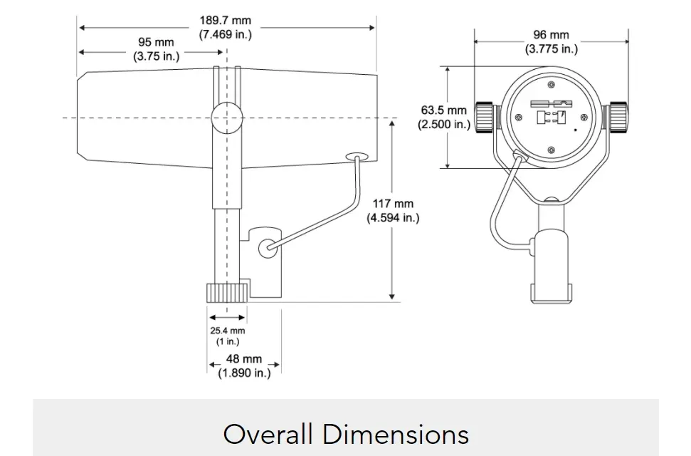 Microphone SM7B, caractéristiques visuelles
