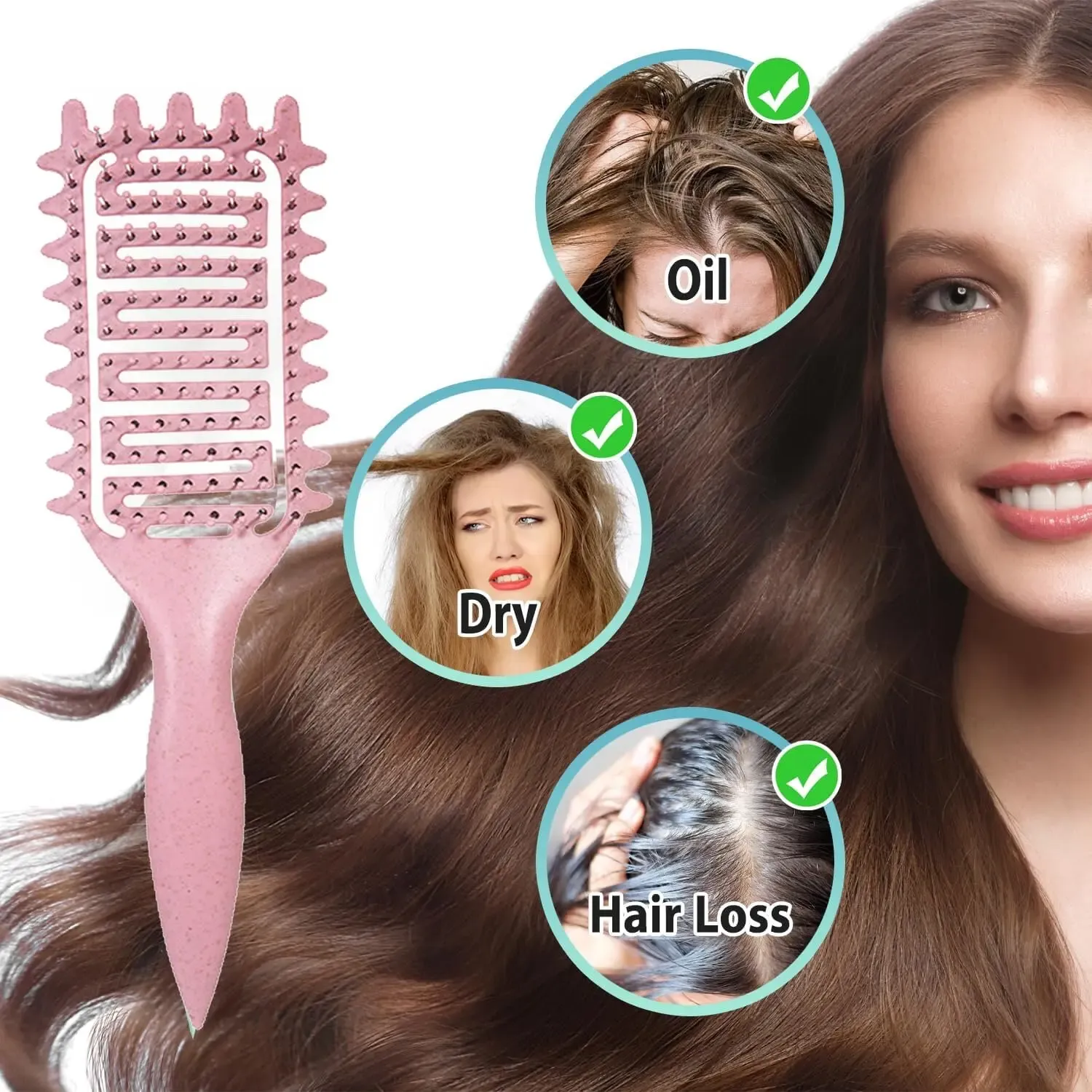 Brosse de coiffure 3 en 1 pour boucles, vue complète