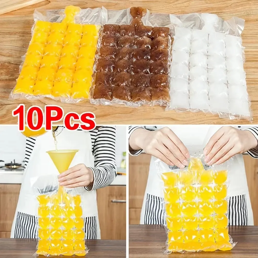 Sacs à glaçons jetables auto-scellants à motif treillis pour bar, lot de 10 à 100 pièces 2
