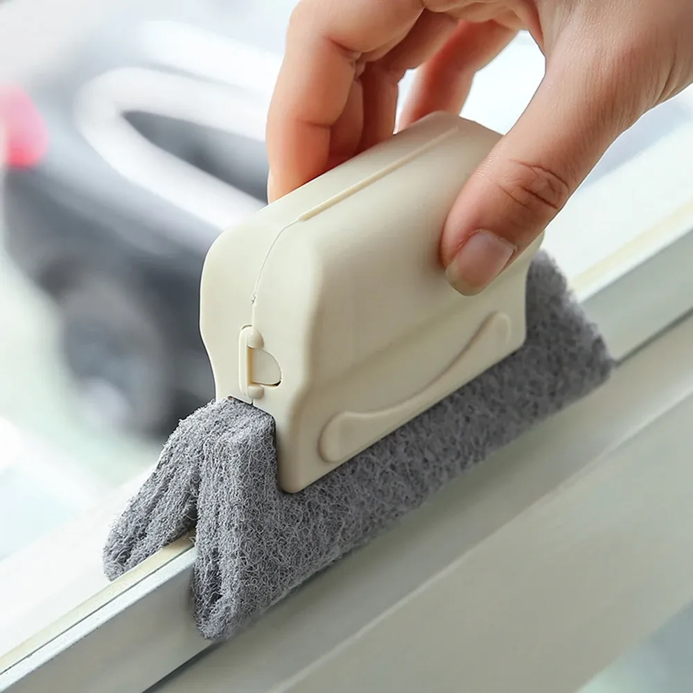 Brosse de nettoyage réutilisable et lavable pour rainures de fenêtre, idéale pour interstices, angles et fentes 3