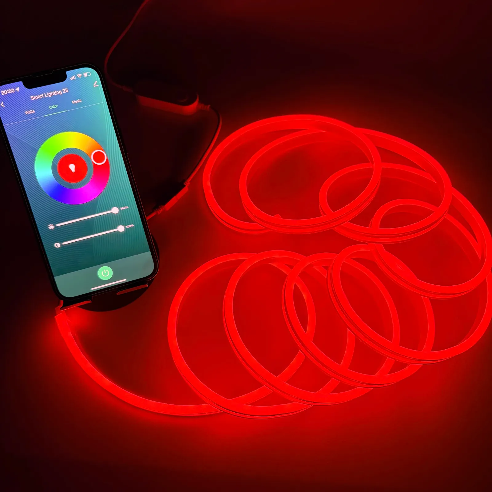 Ruban néon RGB en atmosphère nocturne