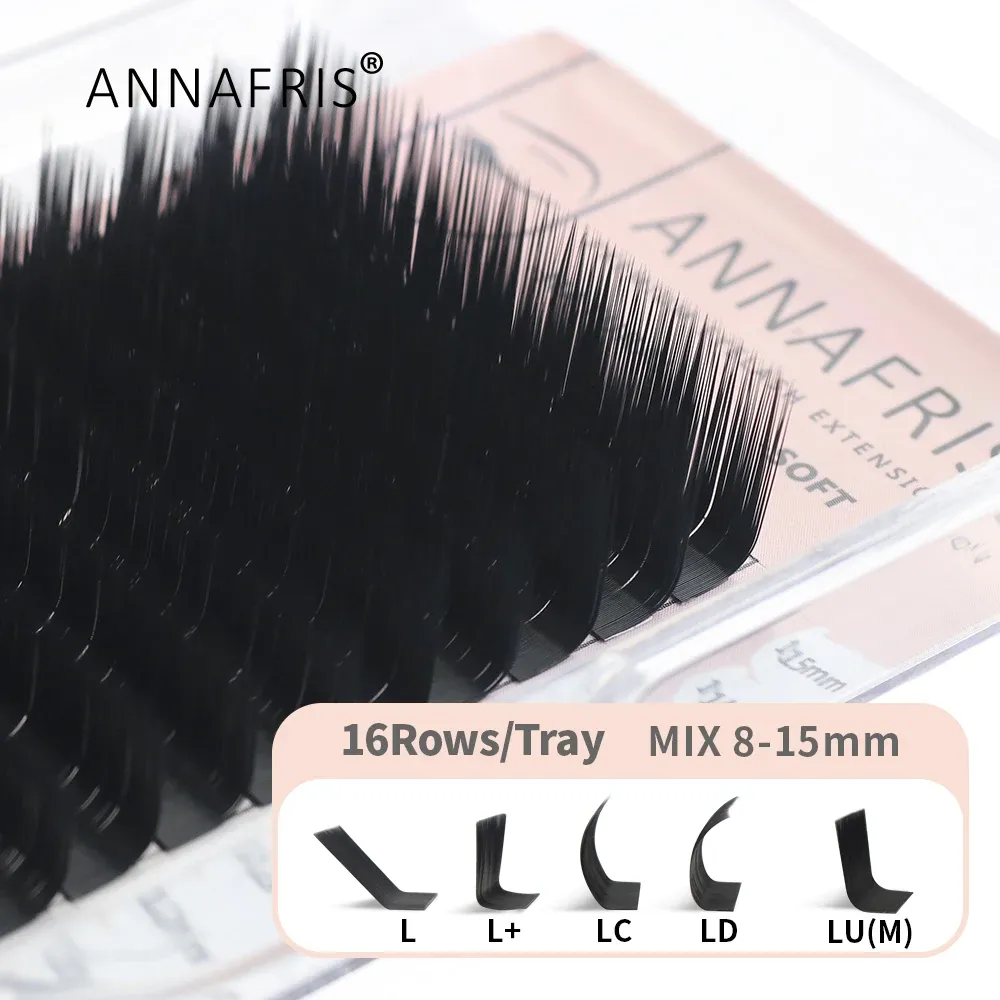 Cils individuels ANNAFRIS L, courbure L +/LC/LD/LU(M), extensions de cils en soie naturelle et vison mat, faux cils de maquillage - Image 1