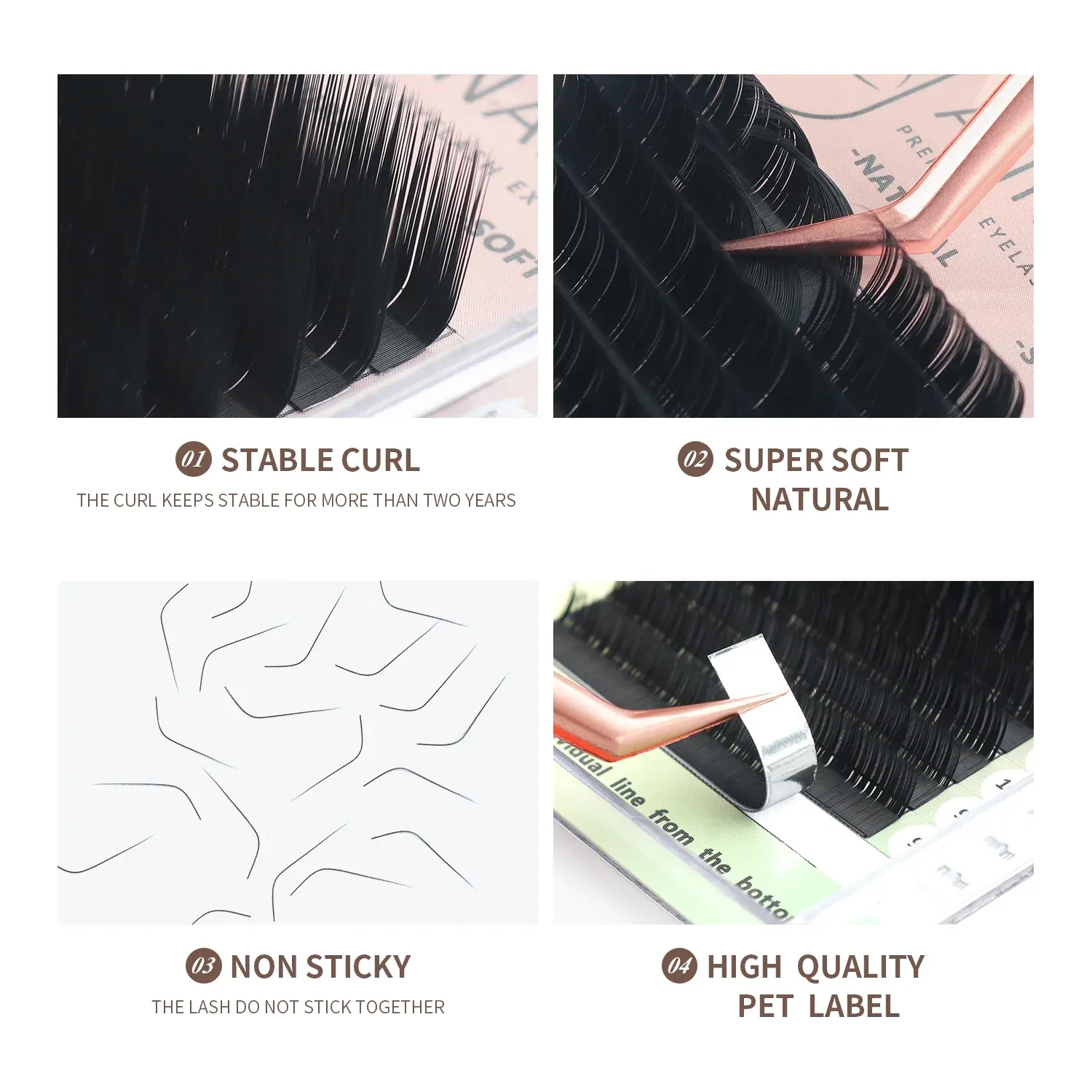 Cils individuels ANNAFRIS L, courbure L +/LC/LD/LU(M), extensions de cils en soie naturelle et vison mat, faux cils de maquillage 2