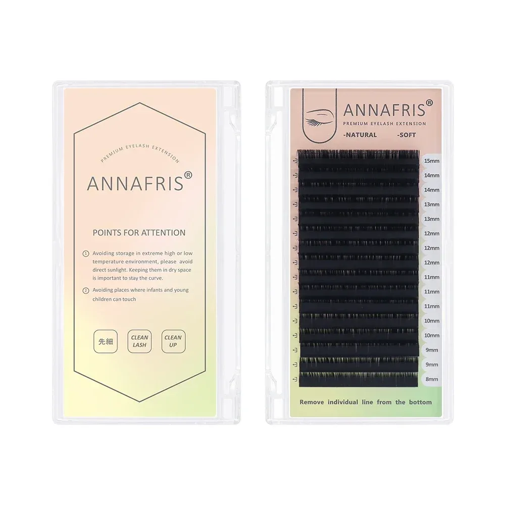 Cils individuels ANNAFRIS L, courbure L +/LC/LD/LU(M), extensions de cils en soie naturelle et vison mat, faux cils de maquillage 6