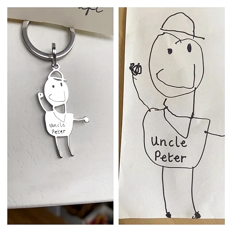 Porte-clés personnalisé à partir d'un dessin d'enfant, avec logo ou photo - Image 1