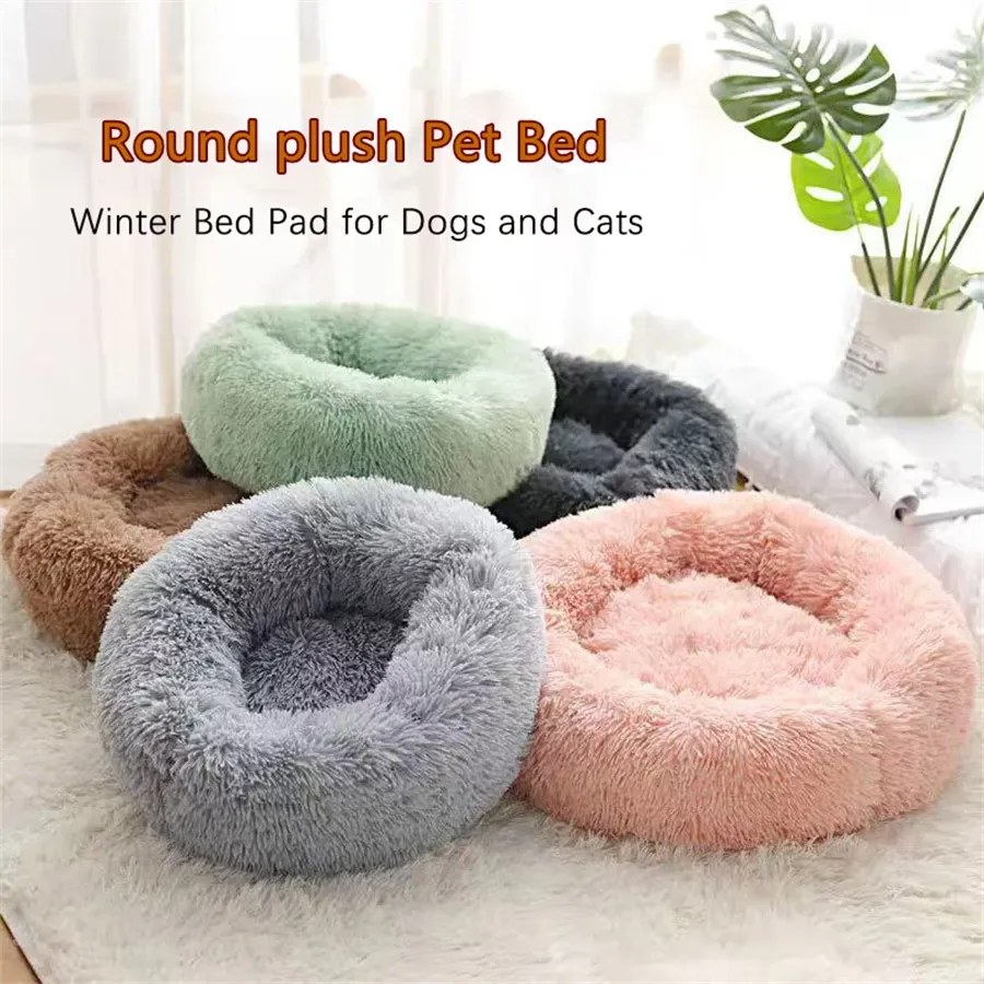 Coussin donut doux pour chat et chien en fausse fourrure