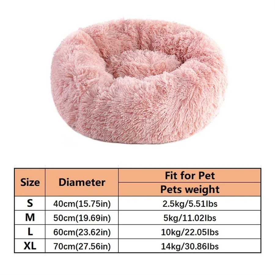 Coussin rond en forme de donut pour chat et chien, en fausse fourrure chaude et moelleuse, lavable, pour petits et moyens animaux 9