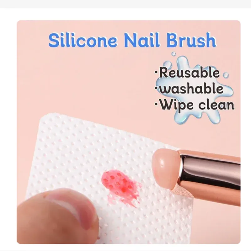 Brosse en silicone réutilisable pour nail art, applicateur pour poudre miroir et effet dégradé 5