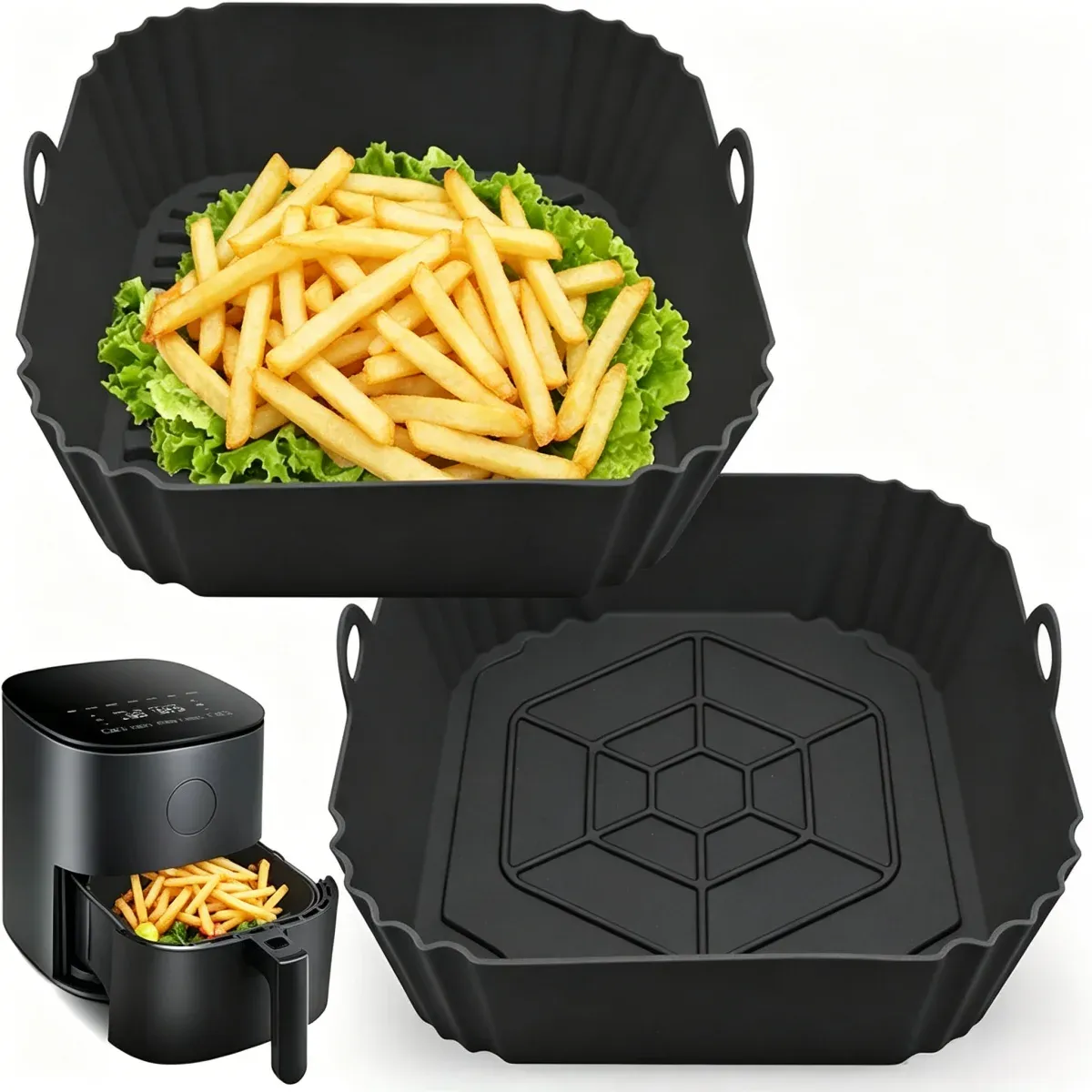 Moule en silicone réutilisable pour friteuse à air, antiadhésif et résistant à la chaleur - Image 1