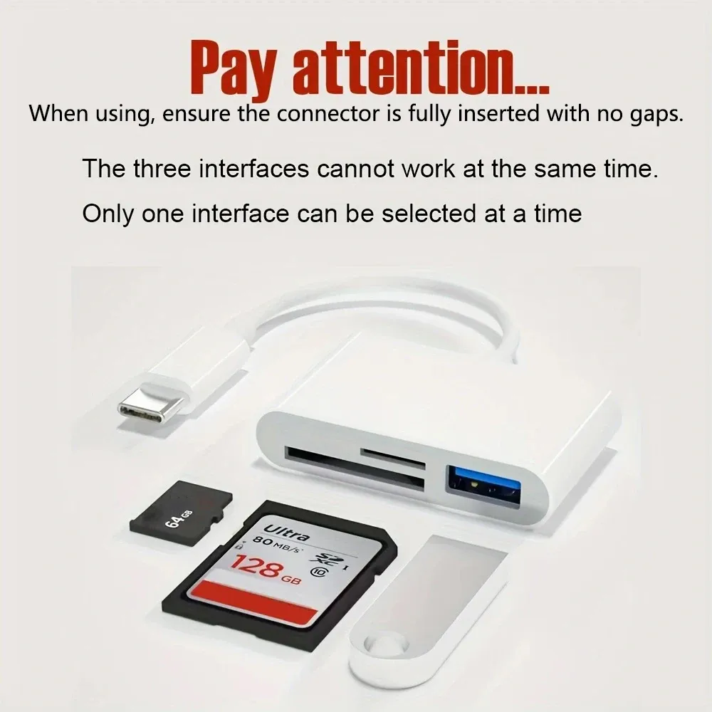 Lecteur de carte mémoire USB-C vers SD/TF 3 en 1, compatible avec iPhone 15 Pro, iPad, Mac, MacBook, ordinateurs portables Android et PC 3