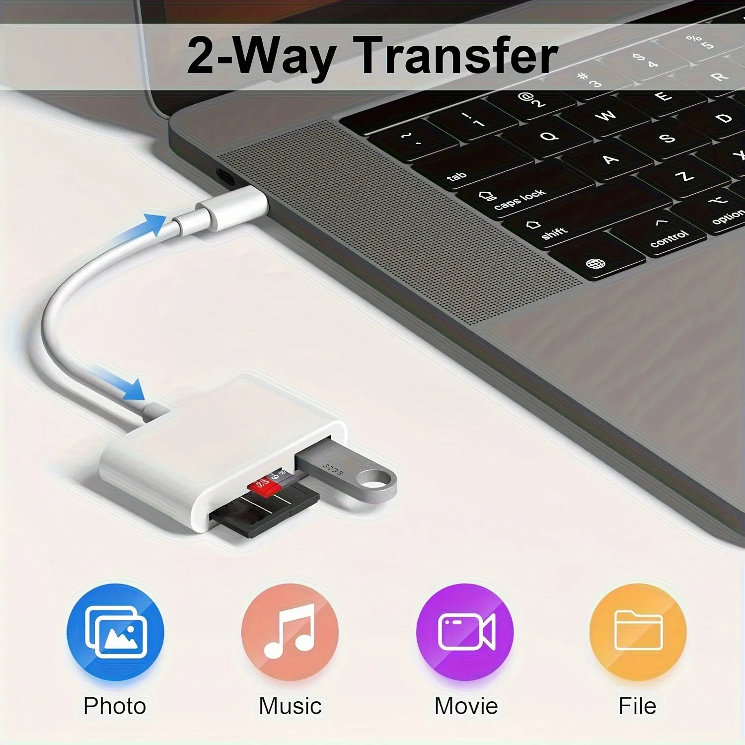 Lecteur de carte mémoire USB-C vers SD/TF 3 en 1, compatible avec iPhone 15 Pro, iPad, Mac, MacBook, ordinateurs portables Android et PC 4