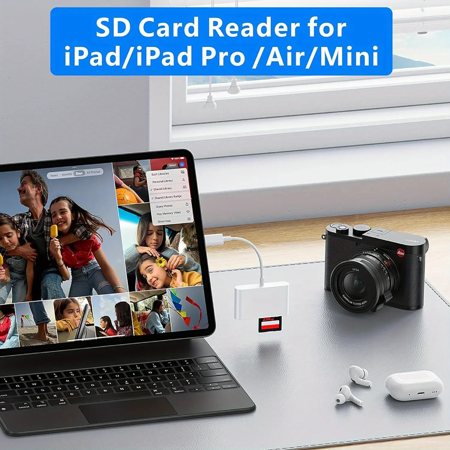 Lecteur de carte mémoire USB-C vers SD/TF 3 en 1, compatible avec iPhone 15 Pro, iPad, Mac, MacBook, ordinateurs portables Android et PC 6