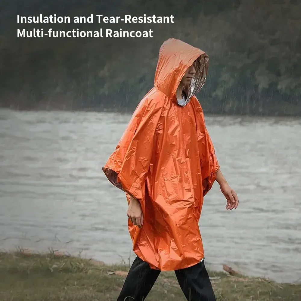 Poncho imperméable d'urgence et couverture de survie, isolation contre le froid, idéal pour le camping
