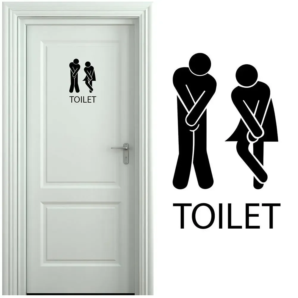 Autocollants muraux amusants et créatifs pour porte de toilettes, décoration d'intérieur, papier peint vinyle imperméable - Image 1