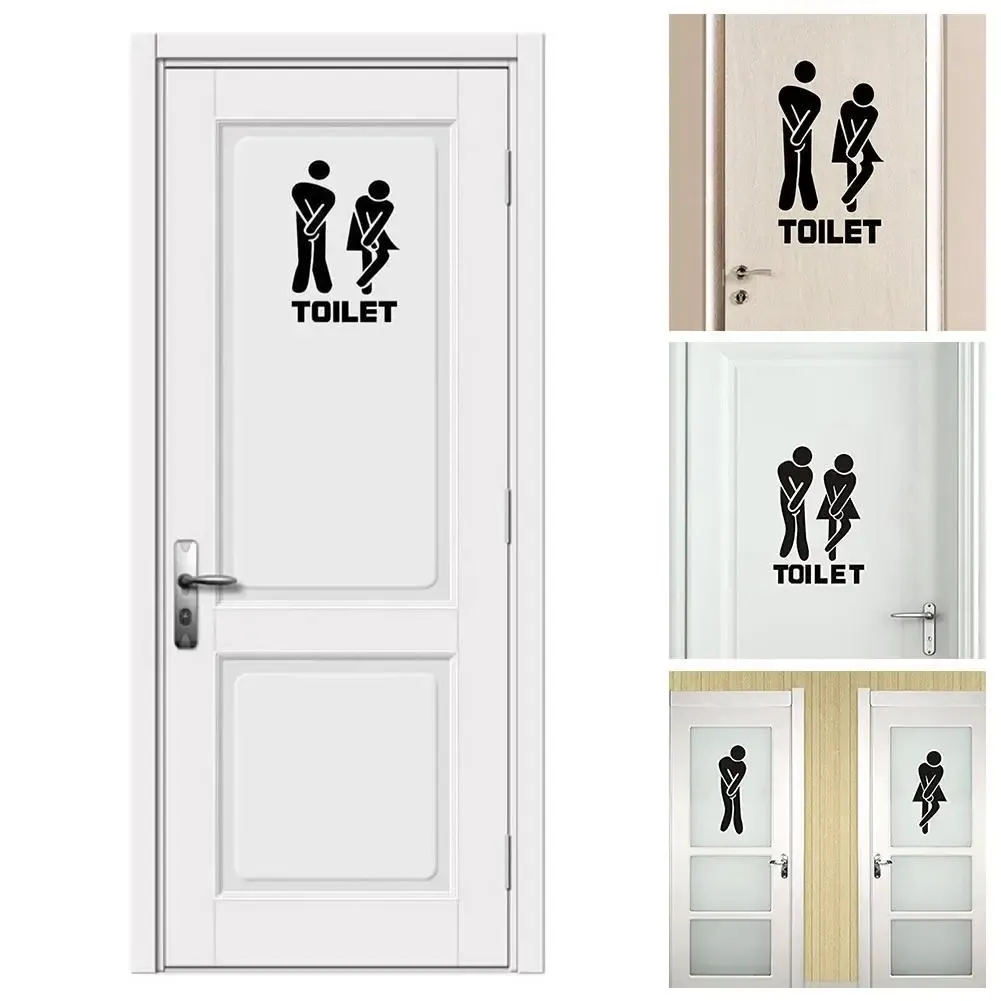 Autocollants muraux amusants et créatifs pour porte de toilettes, décoration d'intérieur, papier peint vinyle imperméable 5