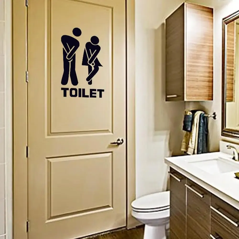 Sticker mural ludique pour salle de bain, sur porte de toilettes