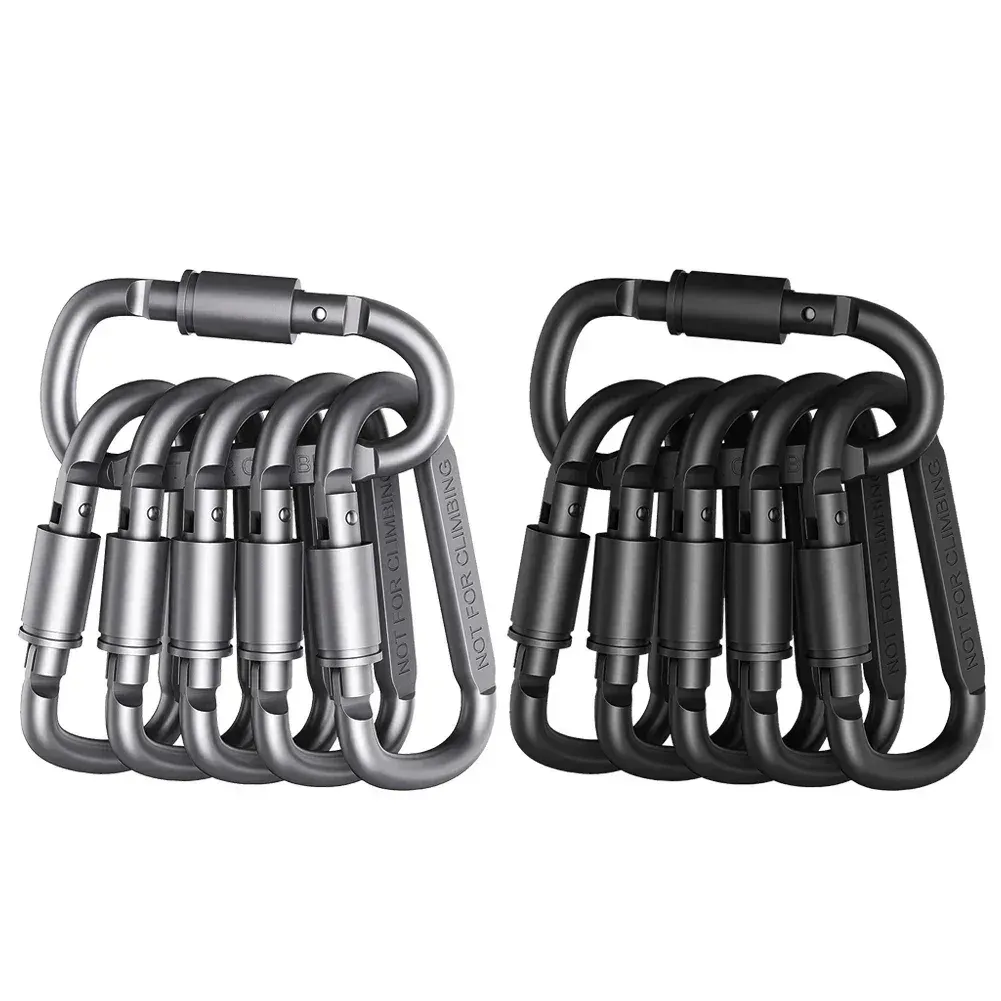 Mousqueton porte-clés en D en alliage d'aluminium pour camping et survie (1 ou 6 pièces) - Image 1