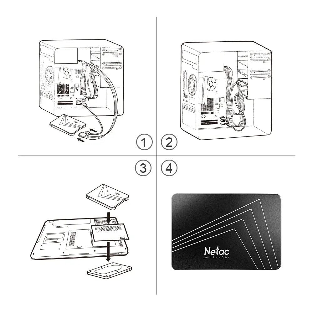 Disque dur interne SSD SATA III 2,5 pouces pour ordinateur portable, 1 To, 2 To, 4 To, 128 Go, 256 Go, 512 Go, 480 Go 4