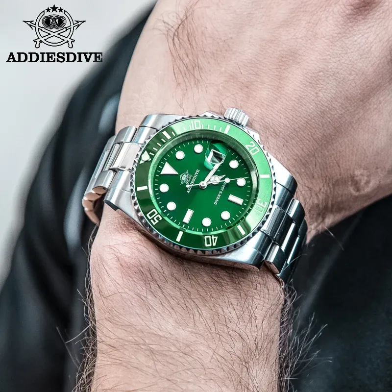 ADDIESDIVE Montre classique pour homme avec lunette en céramique, étanche 200 m, montre à quartz décontractée, modèle BGW9, montre cadeau à affichage lumineux bleu, réf. MY-H3-2 3