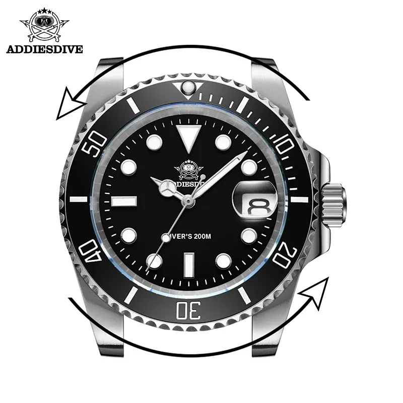 ADDIESDIVE Montre classique pour homme avec lunette en céramique, étanche 200 m, montre à quartz décontractée, modèle BGW9, montre cadeau à affichage lumineux bleu, réf. MY-H3-2 4