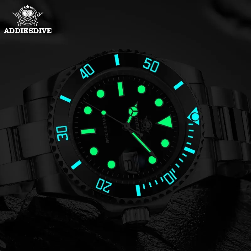 ADDIESDIVE Montre classique pour homme avec lunette en céramique, étanche 200 m, montre à quartz décontractée, modèle BGW9, montre cadeau à affichage lumineux bleu, réf. MY-H3-2 6