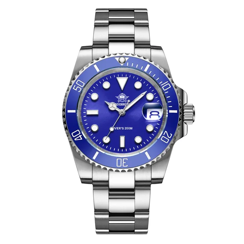 ADDIESDIVE Montre classique pour homme avec lunette en céramique, étanche 200 m, montre à quartz décontractée, modèle BGW9, montre cadeau à affichage lumineux bleu, réf. MY-H3-2 9