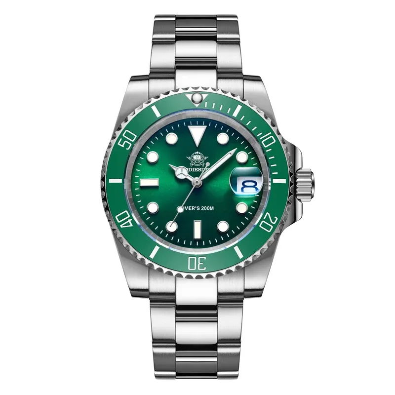 ADDIESDIVE Montre classique pour homme avec lunette en céramique, étanche 200 m, montre à quartz décontractée, modèle BGW9, montre cadeau à affichage lumineux bleu, réf. MY-H3-2 10