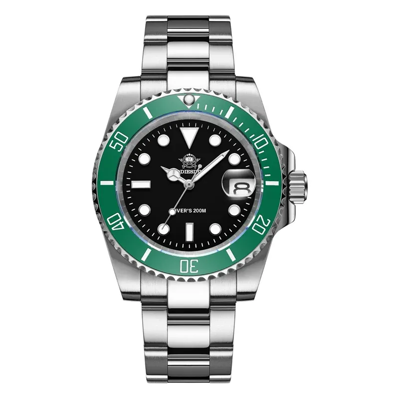 ADDIESDIVE Montre classique pour homme avec lunette en céramique, étanche 200 m, montre à quartz décontractée, modèle BGW9, montre cadeau à affichage lumineux bleu, réf. MY-H3-2 8