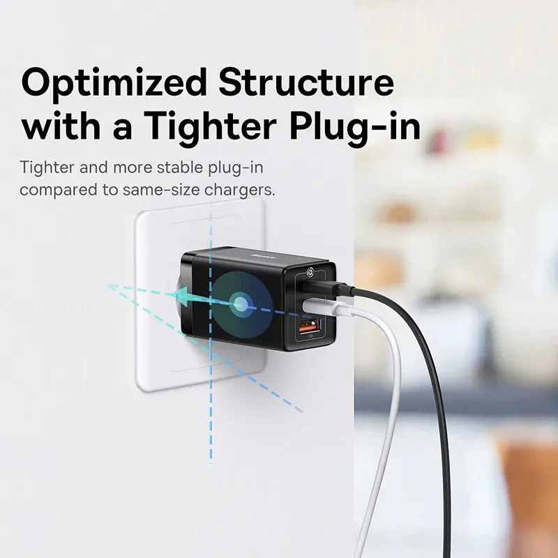Chargeur rapide GaN 65W Baseus, USB-C PD et QC, compact et portable, compatible ordinateur portable et iPhone 17, 16, 15, 14, 13 Pro 4