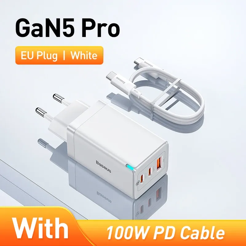 Chargeur rapide GaN 65W Baseus, USB-C PD et QC, compact et portable, compatible ordinateur portable et iPhone 17, 16, 15, 14, 13 Pro 7