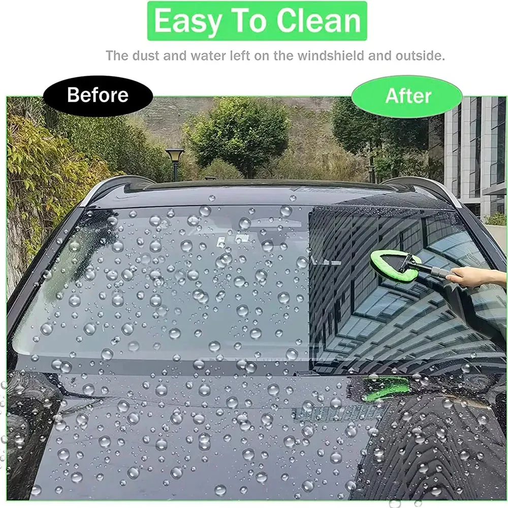 Ensemble de brosses télescopiques en microfibre pour pare-brise et vitres de voiture, avec raclette anti-buée 3