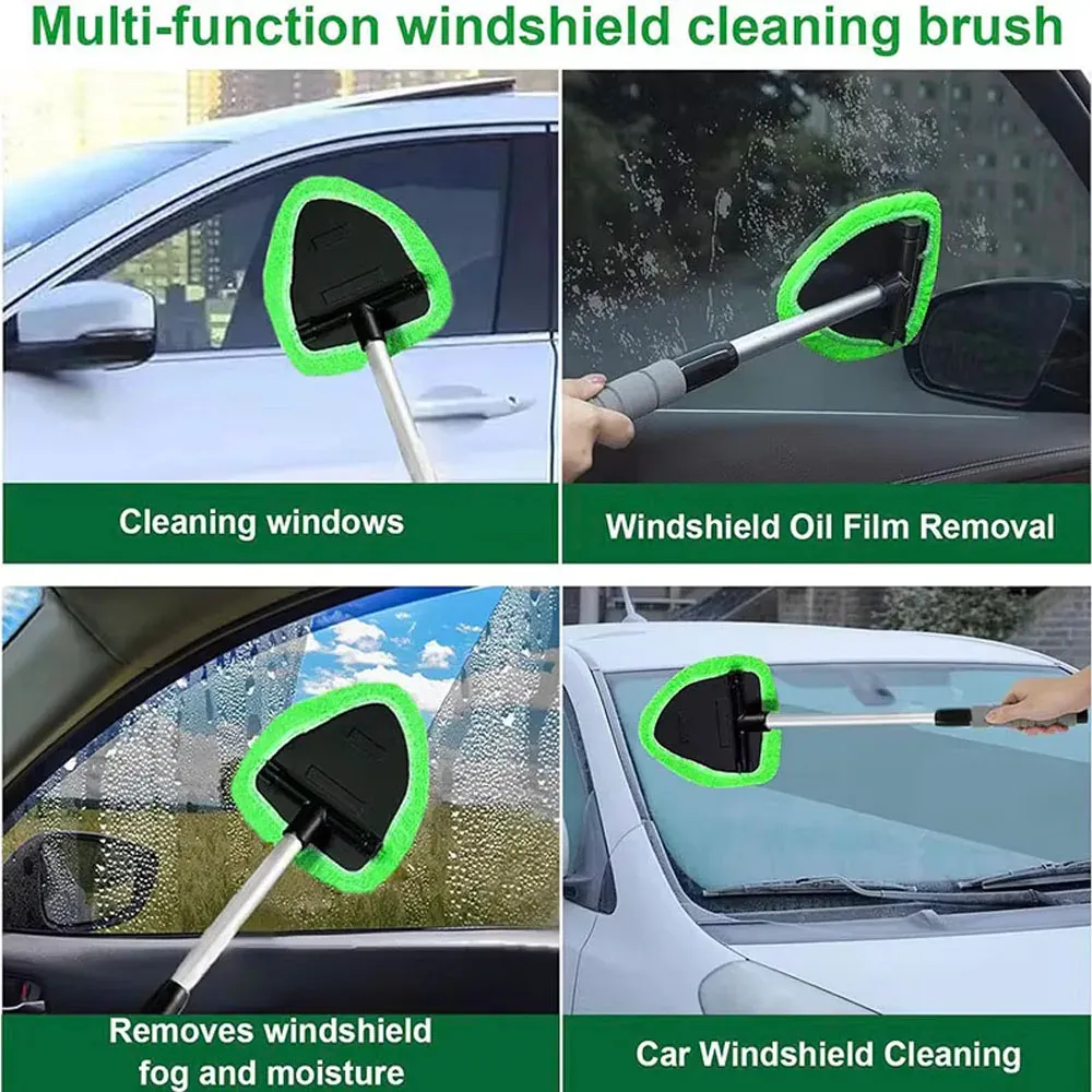 Ensemble de brosses télescopiques en microfibre pour pare-brise et vitres de voiture, avec raclette anti-buée 5