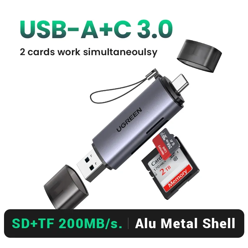 Lecteur de cartes mémoire intelligent UGREEN USB 3.0, USB-C vers SD, microSD, TF, Thunderbolt 3, accessoire pour ordinateur portable 9