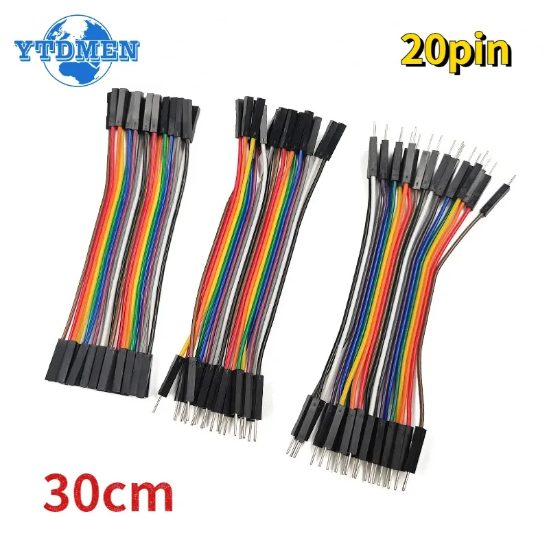 Câble de raccordement Dupont 20 broches mâle-mâle, femelle-femelle, mâle-femelle, 10 cm, 20 cm, 30 cm, pour kit de bricolage Arduino