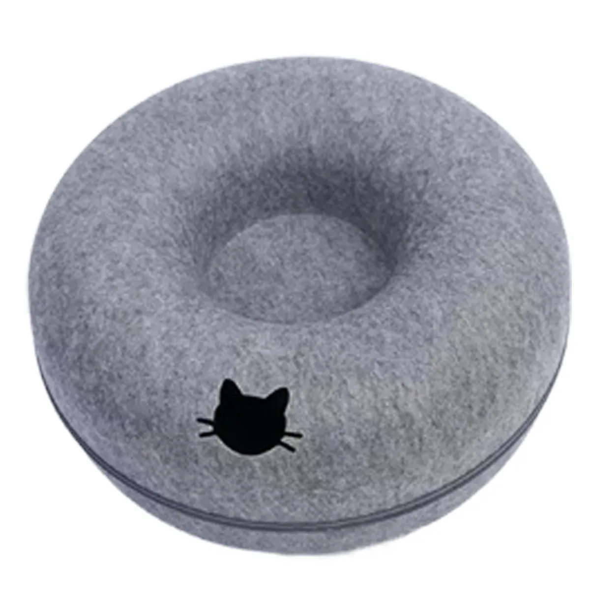 Tunnel rond interactif en feutre pour petits chats, lit pour chatons avec griffoir, jouet pour animaux de compagnie 7