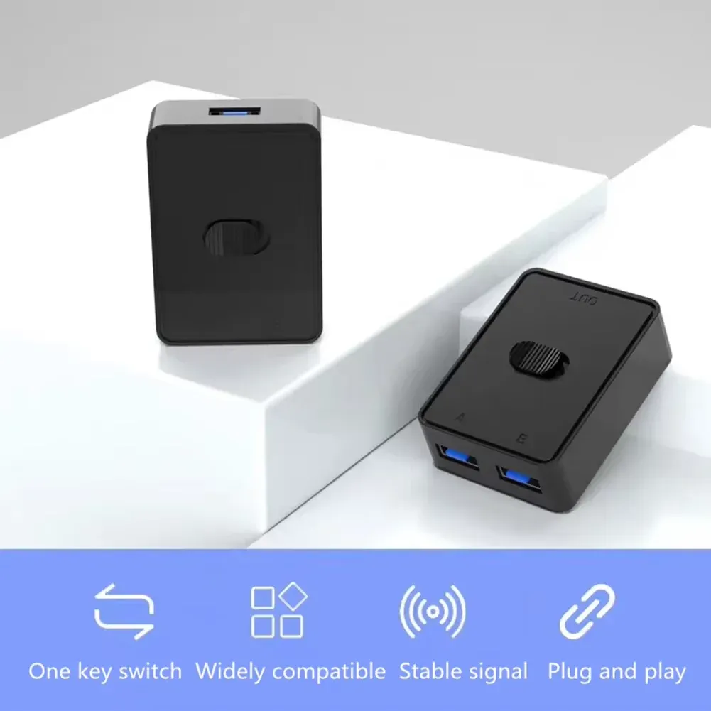 Commutateur KVM USB 3.0 1x2/2x1, répartiteur de contrôleur partagé bidirectionnel pour ordinateur portable, clavier, souris, imprimante, hub USB 3