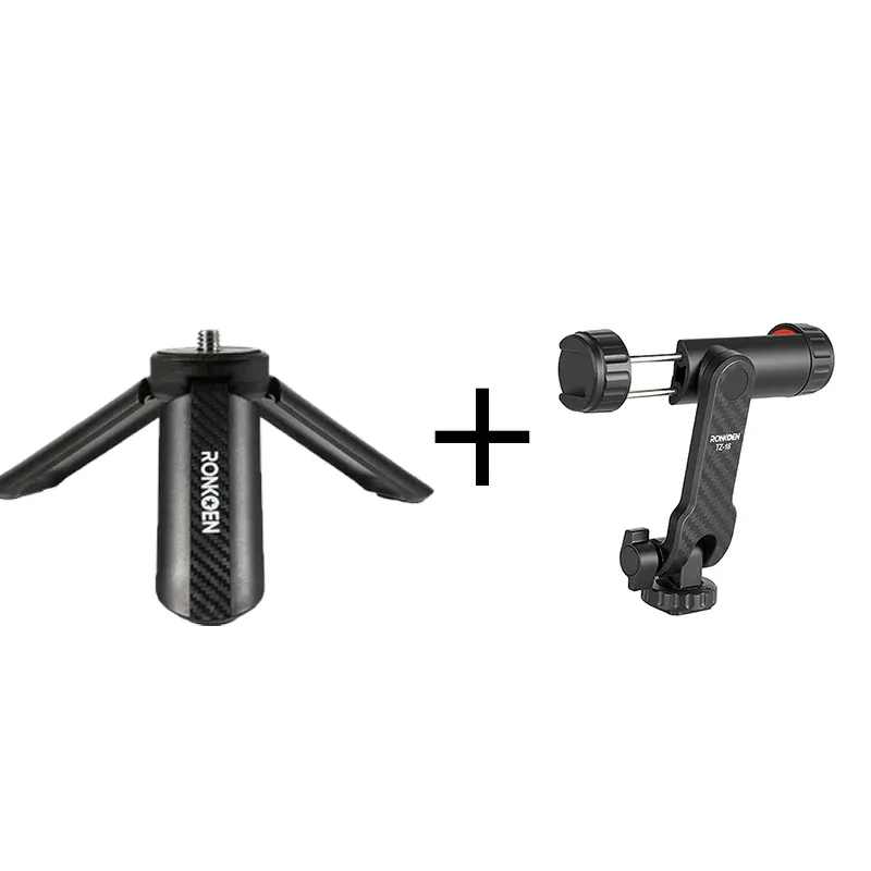 Ronkoen TZ-18 Pince de fixation pour téléphone portable universelle, rotation 360°, compatible Samsung, iPhone et Xiaomi, adaptateur de montage sur trépied à vis 1/4" 9