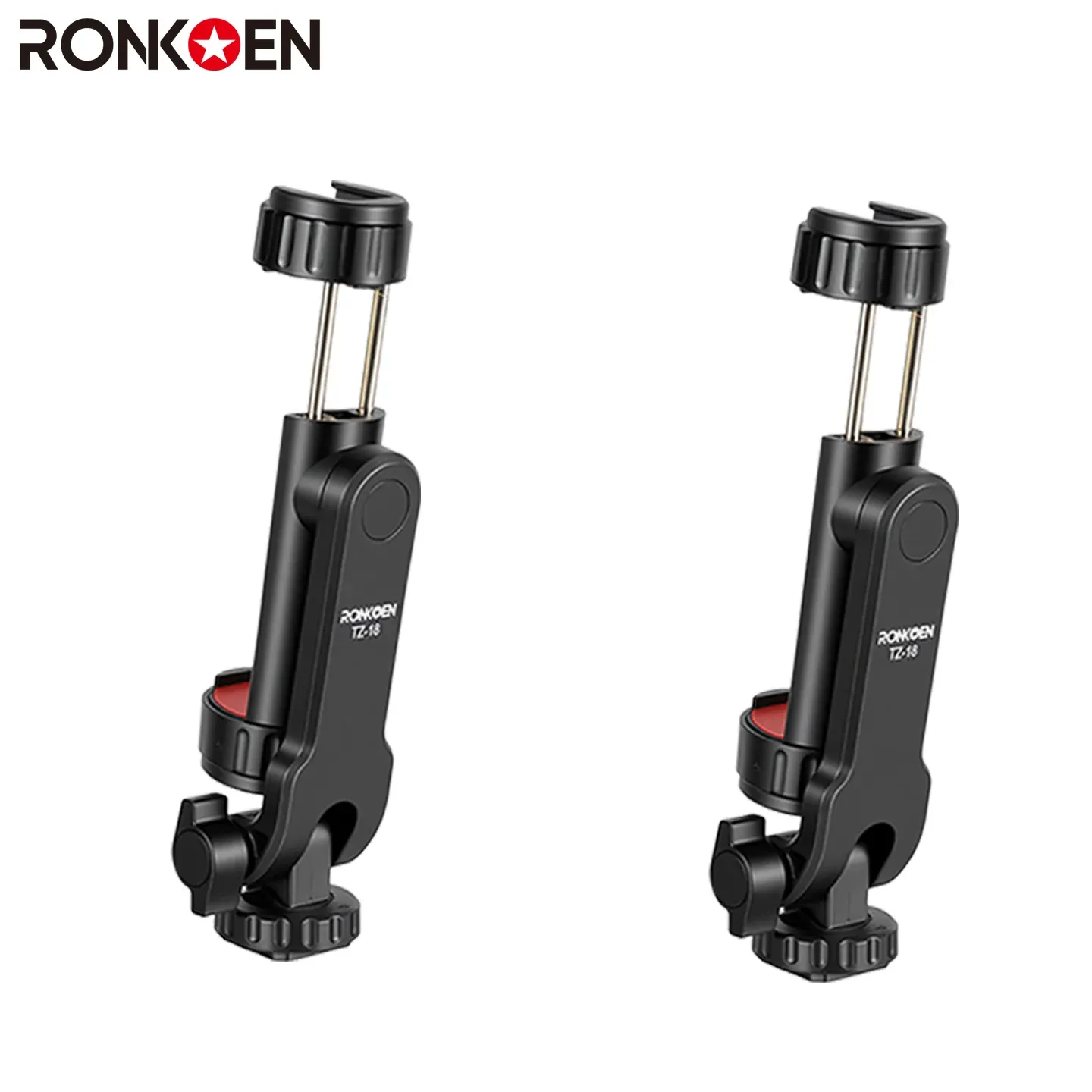 Ronkoen TZ-18 Pince de fixation pour téléphone portable universelle, rotation 360°, compatible Samsung, iPhone et Xiaomi, adaptateur de montage sur trépied à vis 1/4" 8