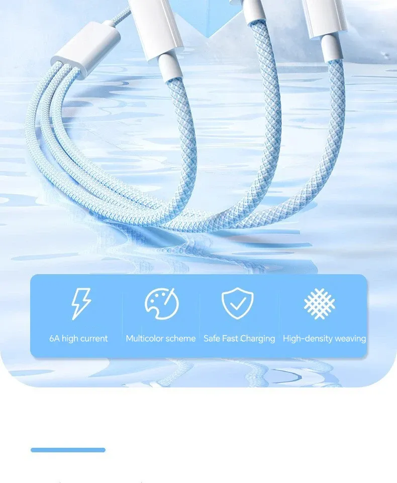 Détail du câble de charge rapide 3 en 1