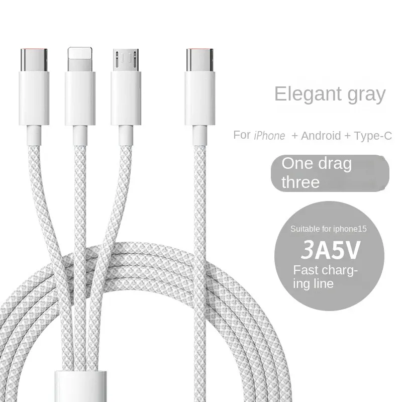Câble de charge rapide 3 en 1 100 W pour Xiaomi, iPhone, Poco, Micro USB et USB Type-C 8