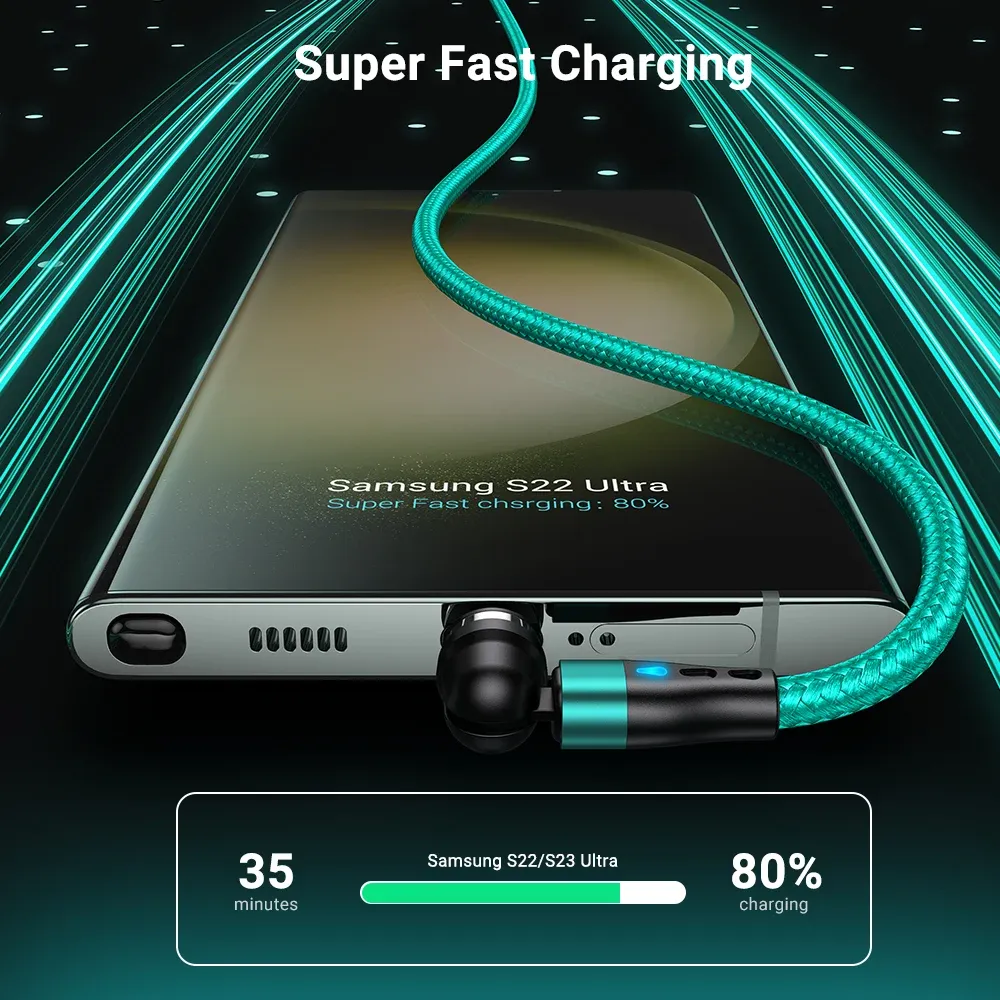 AUFU – Câble magnétique USB-C vers USB-C 60 W PD, charge rapide, pour MacBook, ordinateur portable, iPhone, Samsung, cordon de charge magnétique 2 m 3