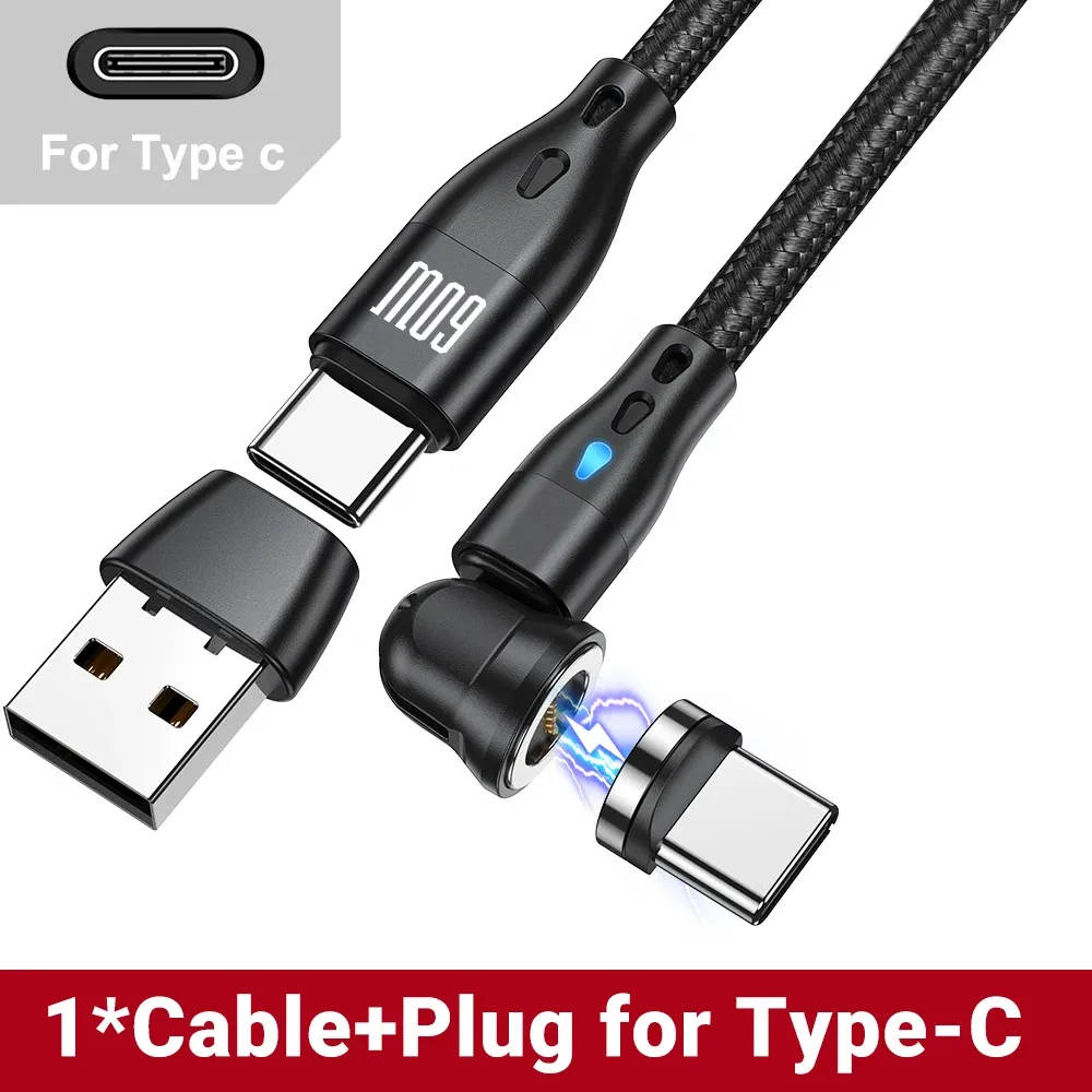 AUFU – Câble magnétique USB-C vers USB-C 60 W PD, charge rapide, pour MacBook, ordinateur portable, iPhone, Samsung, cordon de charge magnétique 2 m 10