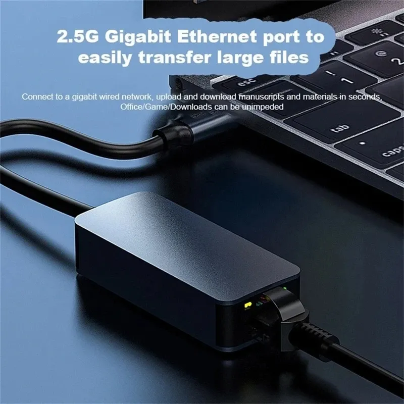 Adaptateur USB 3.0 Type-C vers Ethernet RJ45 2,5 Gbps, convertisseur LAN filaire pour Windows 7/8/10 et Mac, compatible PC portable 3