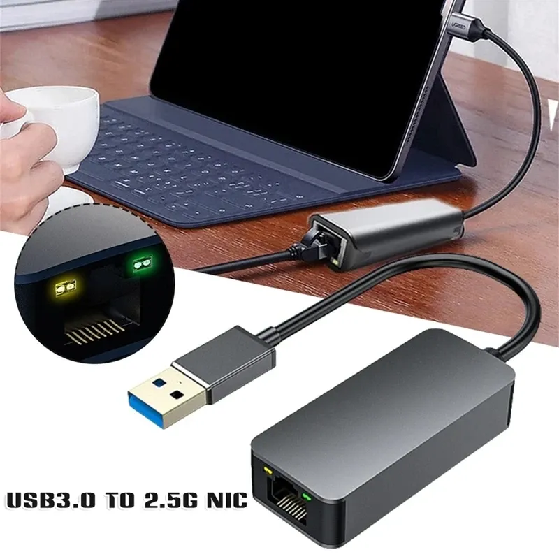 Adaptateur USB 3.0 Type-C vers Ethernet RJ45 2,5 Gbps, convertisseur LAN filaire pour Windows 7/8/10 et Mac, compatible PC portable 5